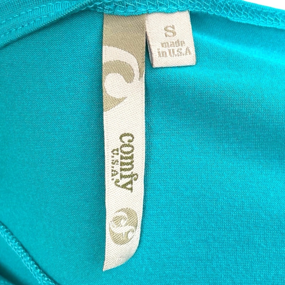 Comfy USA Turquoise Modal Jersey Tunic Shirt Lagenlook Asymmetric Cutout Small S - Picture 4 of 6